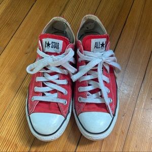 Red Converse low top Chuck Taylors